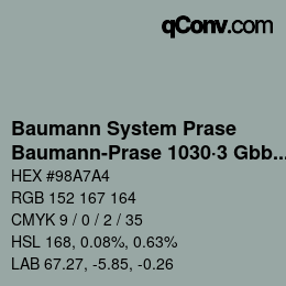 Color code: Baumann System Prase - Baumann-Prase 1030·3 Gbb 4 | qconv.com