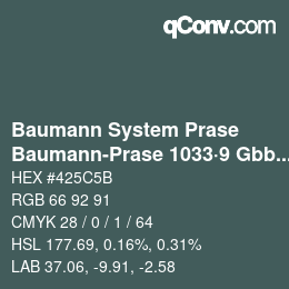 Código de color: Baumann System Prase - Baumann-Prase 1033·9 Gbb 4 | qconv.com