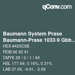 Code couleur: Baumann System Prase - Baumann-Prase 1033·9 Gbb 4 | qconv.com