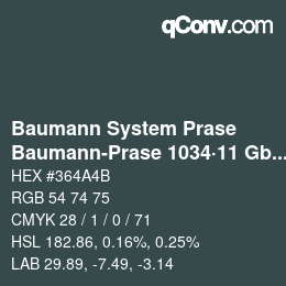 Farbcode: Baumann System Prase - Baumann-Prase 1034·11 Gbb 4 | qconv.com