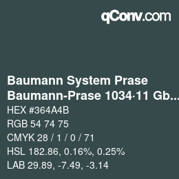 Código de color: Baumann System Prase - Baumann-Prase 1034·11 Gbb 4 | qconv.com