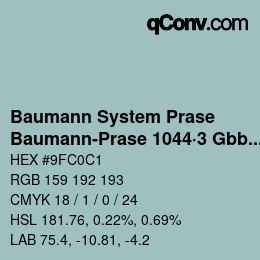 Code couleur: Baumann System Prase - Baumann-Prase 1044·3 Gbb-Bgg 2 | qconv.com