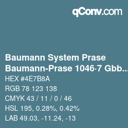 Code couleur: Baumann System Prase - Baumann-Prase 1046·7 Gbb-Bgg 2 | qconv.com
