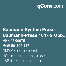 Code couleur: Baumann System Prase - Baumann-Prase 1047·9 Gbb-Bgg 2 | qconv.com