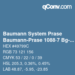 Code couleur: Baumann System Prase - Baumann-Prase 1088·7 Bg-Bgg 1 | qconv.com