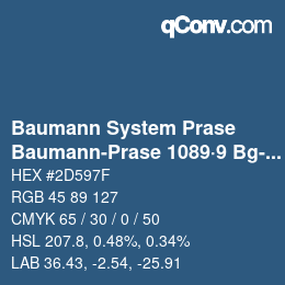 Code couleur: Baumann System Prase - Baumann-Prase 1089·9 Bg-Bgg 1 | qconv.com