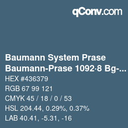 Color code: Baumann System Prase - Baumann-Prase 1092·8 Bg-Bgg 2 | qconv.com
