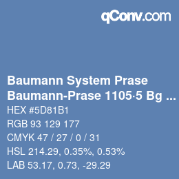 Code couleur: Baumann System Prase - Baumann-Prase 1105·5 Bg 1 | qconv.com