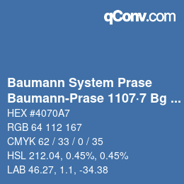 Code couleur: Baumann System Prase - Baumann-Prase 1107·7 Bg 1 | qconv.com