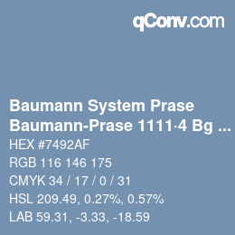 Code couleur: Baumann System Prase - Baumann-Prase 1111·4 Bg 2 | qconv.com