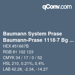 Color code: Baumann System Prase - Baumann-Prase 1118·7 Bg 3 | qconv.com