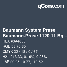 Color code: Baumann System Prase - Baumann-Prase 1120·11 Bg 3 | qconv.com