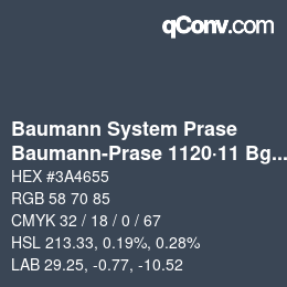 Color code: Baumann System Prase - Baumann-Prase 1120·11 Bg 3 | qconv.com