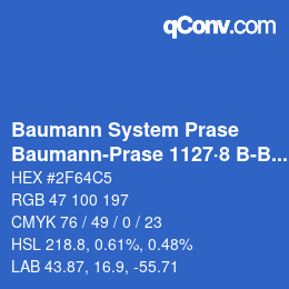 Code couleur: Baumann System Prase - Baumann-Prase 1127·8 B-Bg | qconv.com