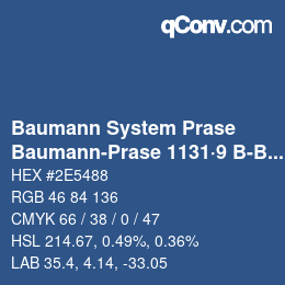 Código de color: Baumann System Prase - Baumann-Prase 1131·9 B-Bg 1 | qconv.com