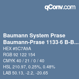 Código de color: Baumann System Prase - Baumann-Prase 1133·6 B-Bg 2 | qconv.com