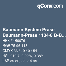 Color code: Baumann System Prase - Baumann-Prase 1134·8 B-Bg 2 | qconv.com