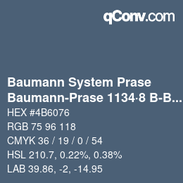 Code couleur: Baumann System Prase - Baumann-Prase 1134·8 B-Bg 2 | qconv.com