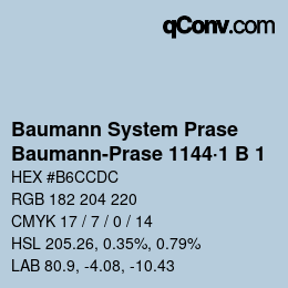 Code couleur: Baumann System Prase - Baumann-Prase 1144·1 B 1 | qconv.com