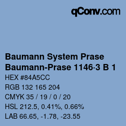 Code couleur: Baumann System Prase - Baumann-Prase 1146·3 B 1 | qconv.com