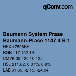 Code couleur: Baumann System Prase - Baumann-Prase 1147·4 B 1 | qconv.com