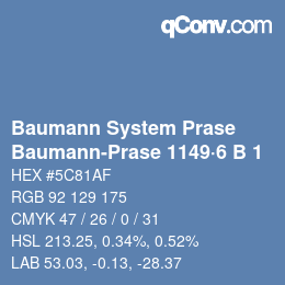 Code couleur: Baumann System Prase - Baumann-Prase 1149·6 B 1 | qconv.com