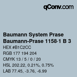 Código de color: Baumann System Prase - Baumann-Prase 1158·1 B 3 | qconv.com