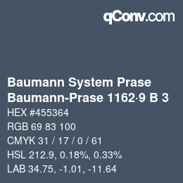 Color code: Baumann System Prase - Baumann-Prase 1162·9 B 3 | qconv.com