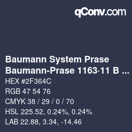 Color code: Baumann System Prase - Baumann-Prase 1163·11 B 3 | qconv.com