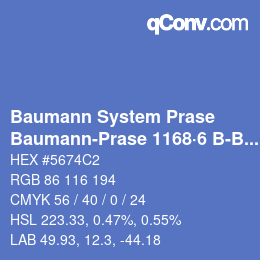 Code couleur: Baumann System Prase - Baumann-Prase 1168·6 B-Bv | qconv.com