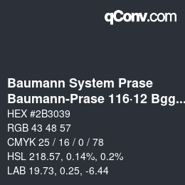 Code couleur: Baumann System Prase - Baumann-Prase 116·12 Bgg 4 | qconv.com