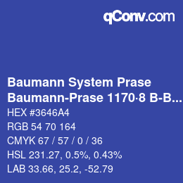 Code couleur: Baumann System Prase - Baumann-Prase 1170·8 B-Bv | qconv.com