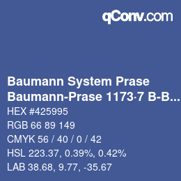 Farbcode: Baumann System Prase - Baumann-Prase 1173·7 B-Bv 1 | qconv.com