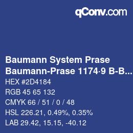 Code couleur: Baumann System Prase - Baumann-Prase 1174·9 B-Bv 1 | qconv.com