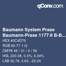 Color code: Baumann System Prase - Baumann-Prase 1177·8 B-Bv 2 | qconv.com