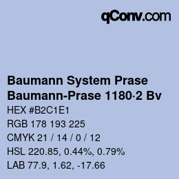 Code couleur: Baumann System Prase - Baumann-Prase 1180·2 Bv | qconv.com