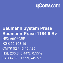 Código de color: Baumann System Prase - Baumann-Prase 1184·6 Bv | qconv.com