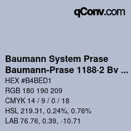 Code couleur: Baumann System Prase - Baumann-Prase 1188·2 Bv 1 | qconv.com