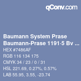 Color code: Baumann System Prase - Baumann-Prase 1191·5 Bv 1 | qconv.com