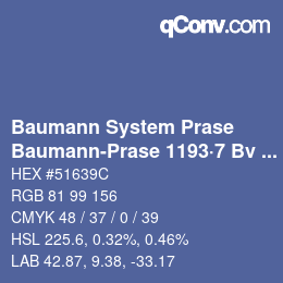Code couleur: Baumann System Prase - Baumann-Prase 1193·7 Bv 1 | qconv.com