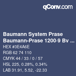 カラーコード: Baumann System Prase - Baumann-Prase 1200·9 Bv 2 | qconv.com
