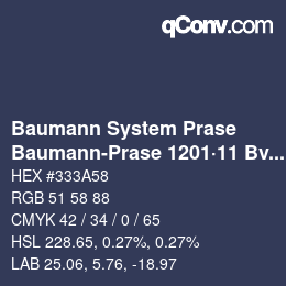 Code couleur: Baumann System Prase - Baumann-Prase 1201·11 Bv 2 | qconv.com