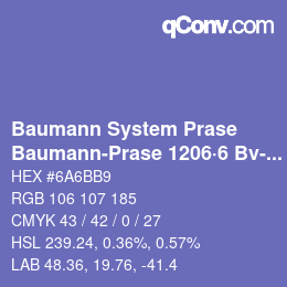 Color code: Baumann System Prase - Baumann-Prase 1206·6 Bv-Vb | qconv.com