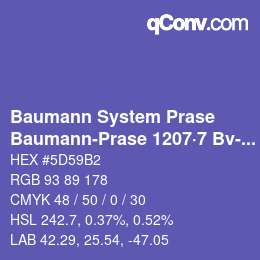 Code couleur: Baumann System Prase - Baumann-Prase 1207·7 Bv-Vb | qconv.com