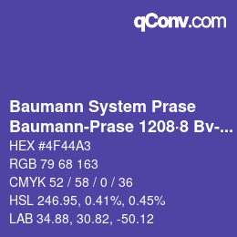 Code couleur: Baumann System Prase - Baumann-Prase 1208·8 Bv-Vb | qconv.com