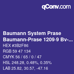 Code couleur: Baumann System Prase - Baumann-Prase 1209·9 Bv-Vb | qconv.com