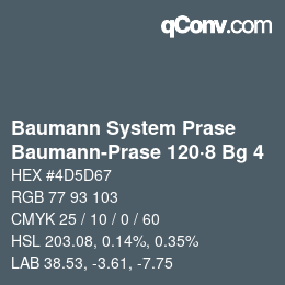 Code couleur: Baumann System Prase - Baumann-Prase 120·8 Bg 4 | qconv.com