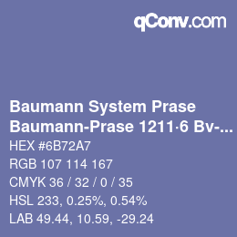 Color code: Baumann System Prase - Baumann-Prase 1211·6 Bv-Vb 1 | qconv.com