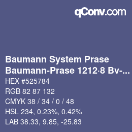 Color code: Baumann System Prase - Baumann-Prase 1212·8 Bv-Vb 1 | qconv.com