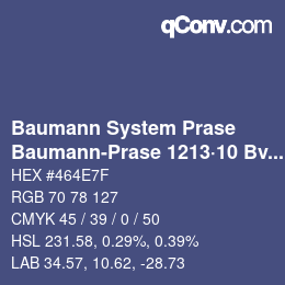 Color code: Baumann System Prase - Baumann-Prase 1213·10 Bv-Vb 1 | qconv.com